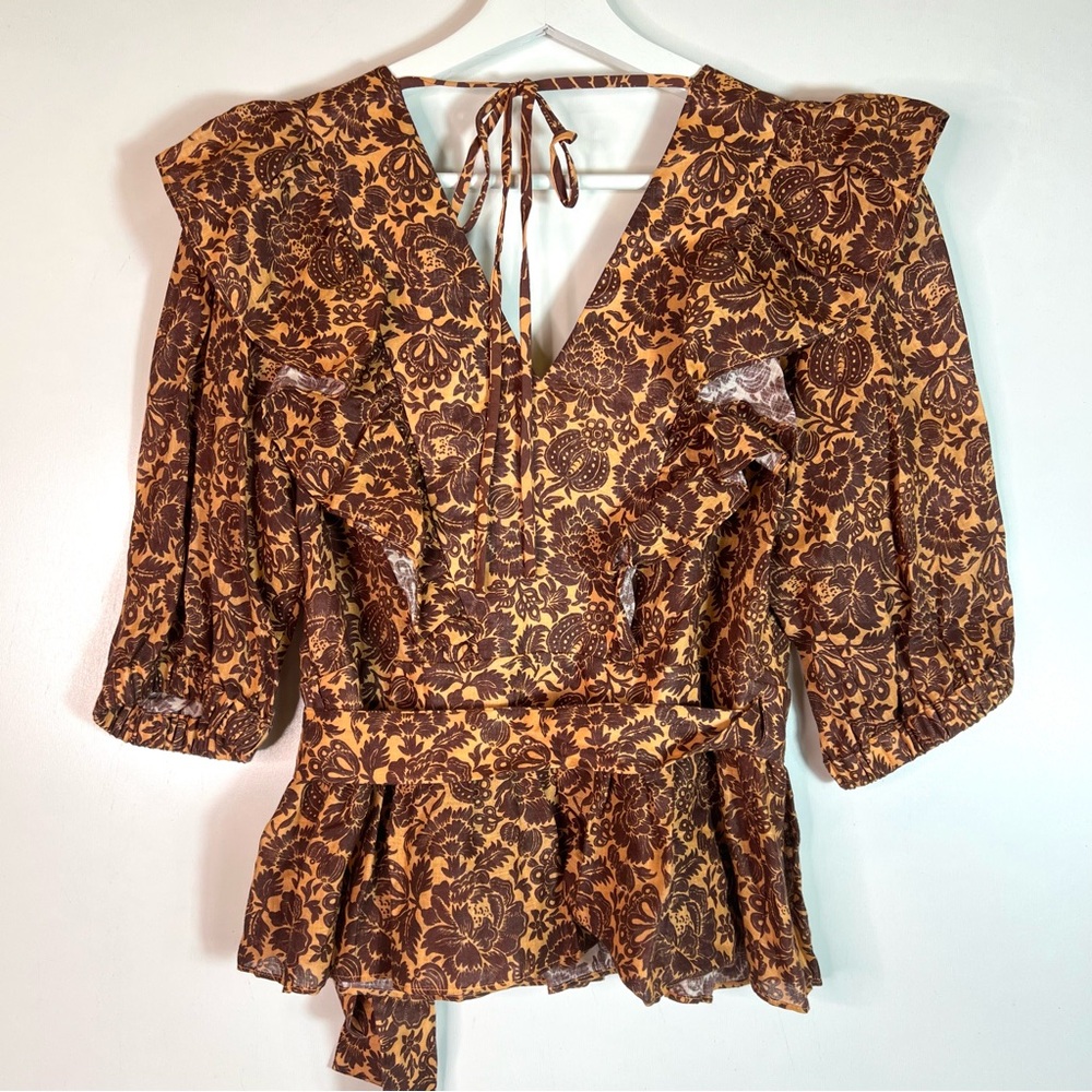 NWOT Christy Lynn Stephanie Wrap Top Sienna Linen Size Medium - Picture 5 of 16